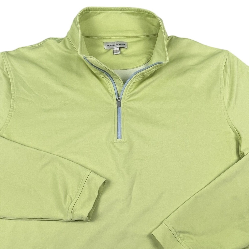 Peter Millar Pullover Men L Lime Green 1/4 Zip Performance Golf Active Layer